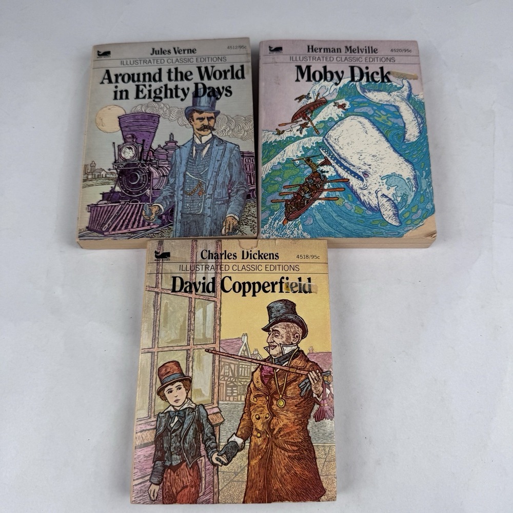 Vintage Illustrated Classics Editions Lot of 3 Paperback Books Moby